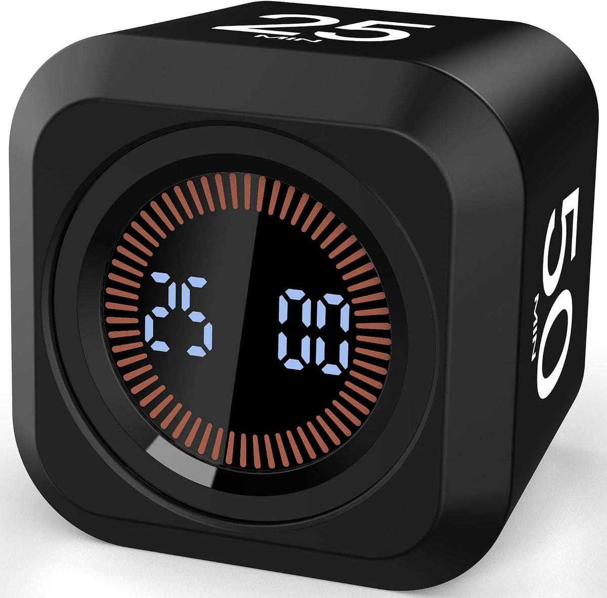 Digital Pomodoro Timer Cube 5/10/25/50Min Preset, Silent & Sound Alarm