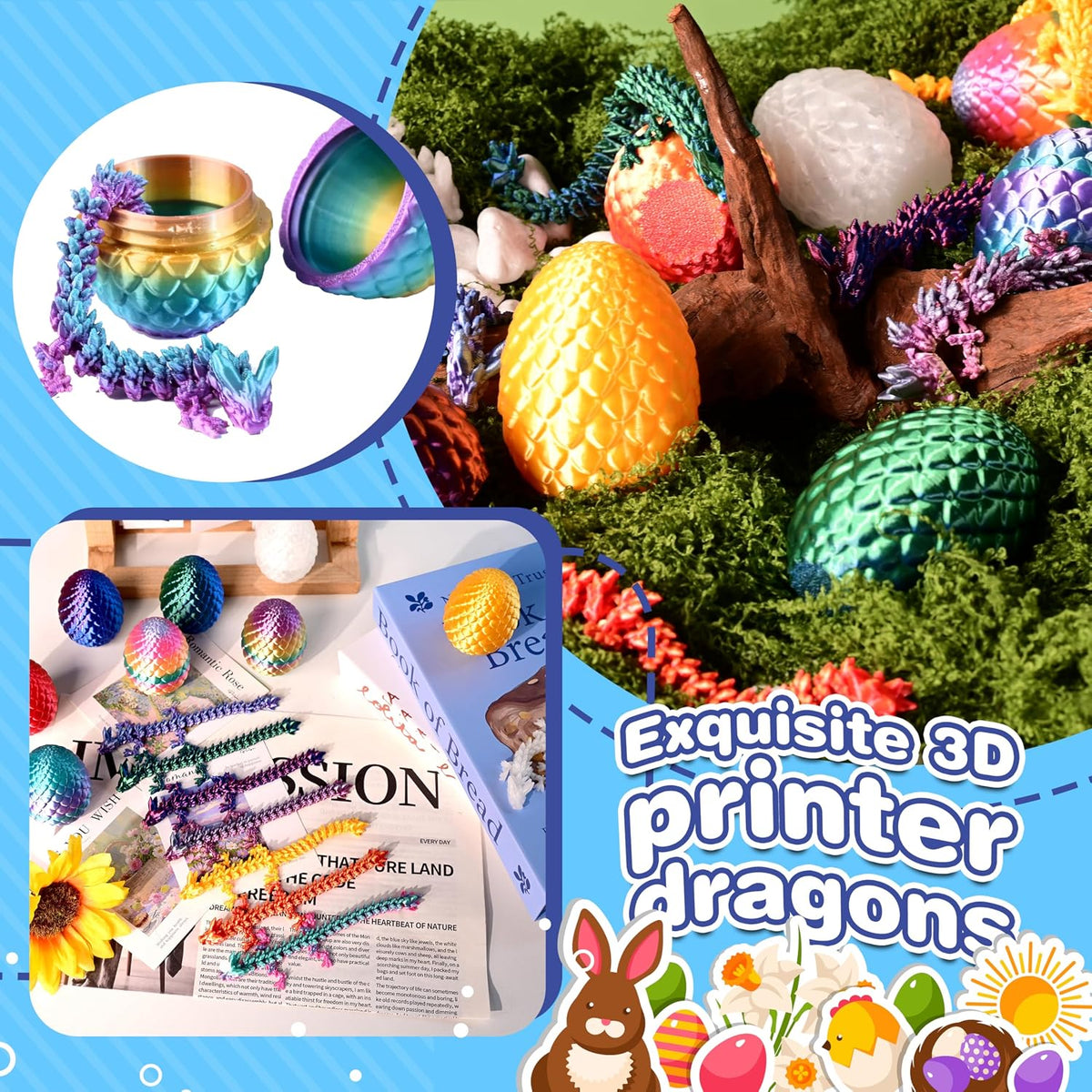 3D Printed Dragon Eggs, 8Pcs Articulated Fidget Toys
