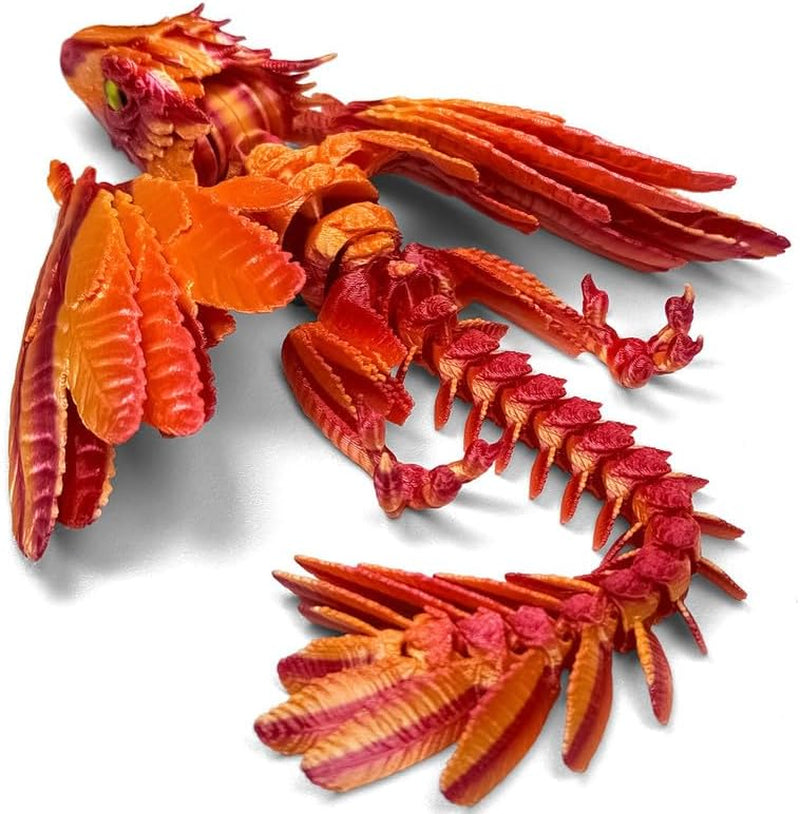 Feathered Wyvern Dragon,3D Printed Dragon, Articulated Dragon with Wings, 3D Printed Toys, Desktop Pet - Perfect for Fantasy Enthusiasts (Black)