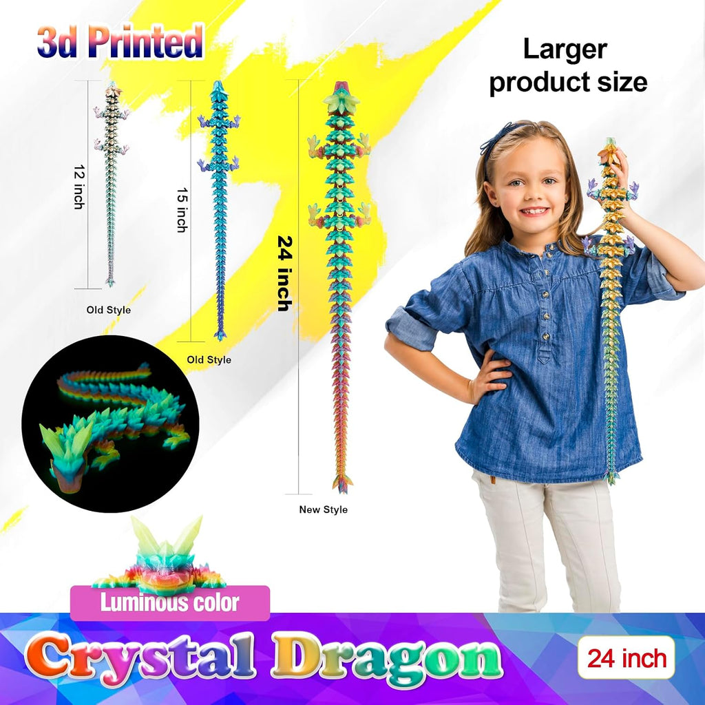 24 Inch Large 3D Printed Dragon Glow in the Dark in Halloween
