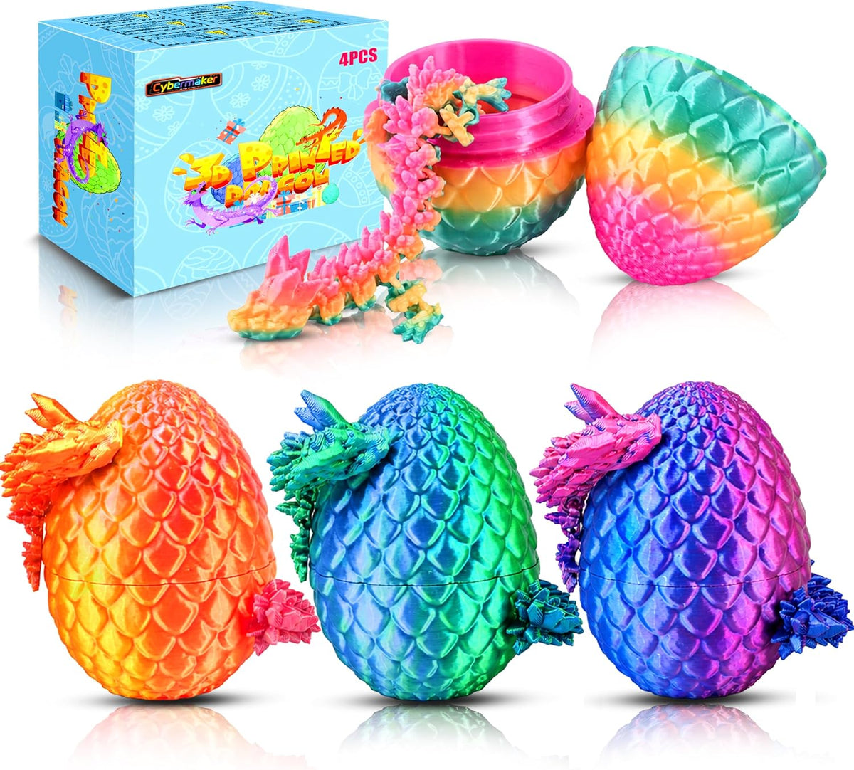 3D Printed Dragon Eggs, 8Pcs Articulated Fidget Toys