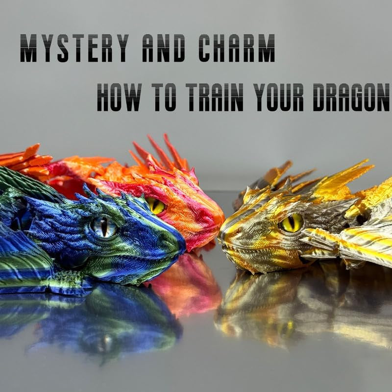 Feathered Wyvern Dragon,3D Printed Dragon, Articulated Dragon with Wings, 3D Printed Toys, Desktop Pet - Perfect for Fantasy Enthusiasts (Black)