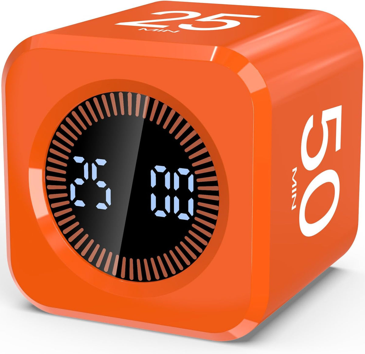 Digital Pomodoro Timer Cube 5/10/25/50Min Preset, Silent & Sound Alarm