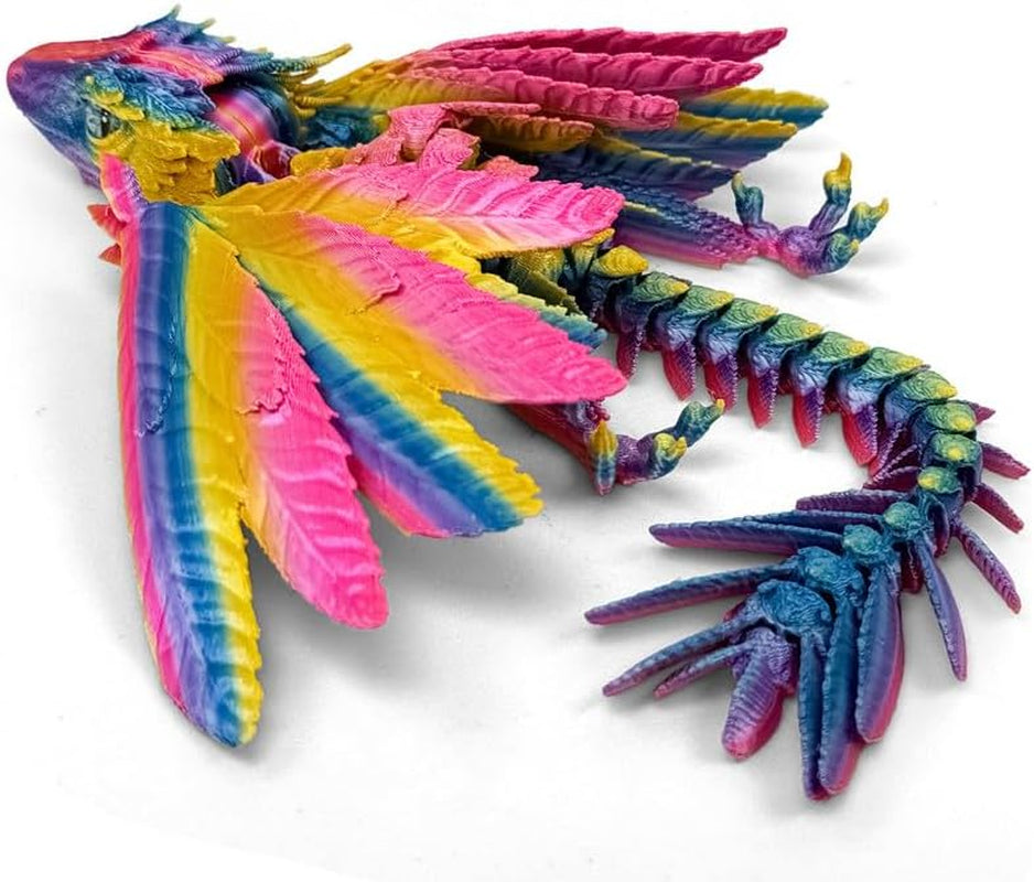 Feathered Wyvern Dragon,3D Printed Dragon, Articulated Dragon with Wings, 3D Printed Toys, Desktop Pet - Perfect for Fantasy Enthusiasts (Black)