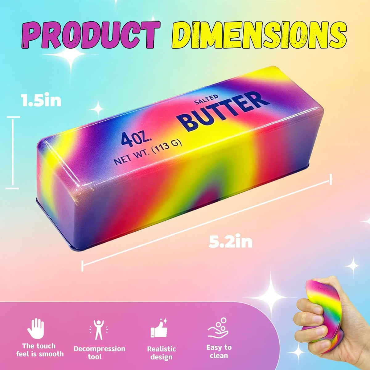 Rainbow Butter Squishy dimensions