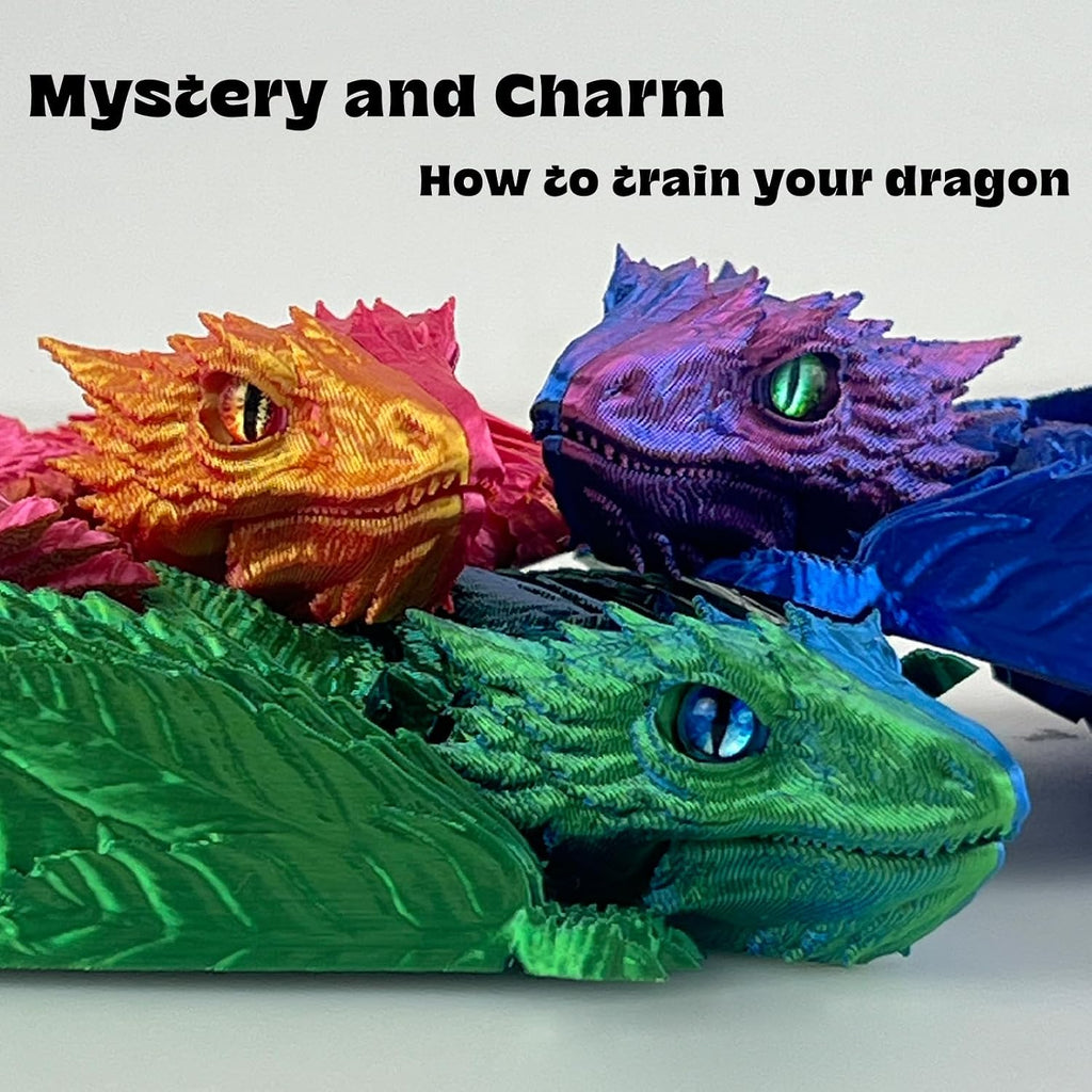 Feathered Wyvern Dragon,3D Printed Dragon, Articulated Dragon with Wings, 3D Printed Toys, Desktop Pet - Perfect for Fantasy Enthusiasts (Black)