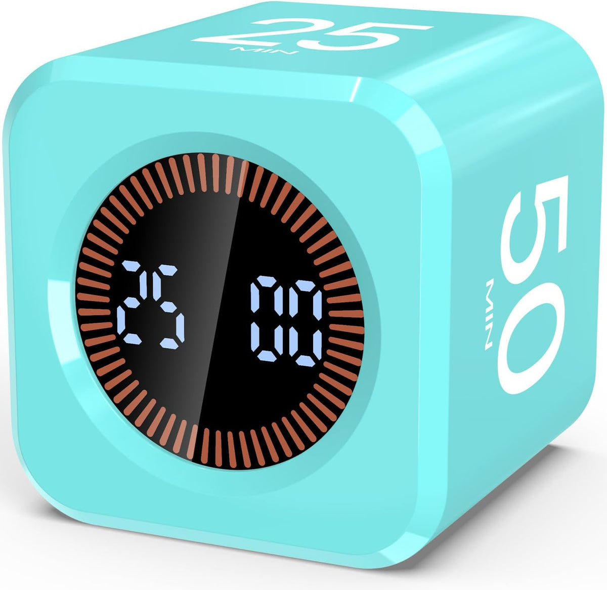 Digital Pomodoro Timer Cube 5/10/25/50Min Preset, Silent & Sound Alarm