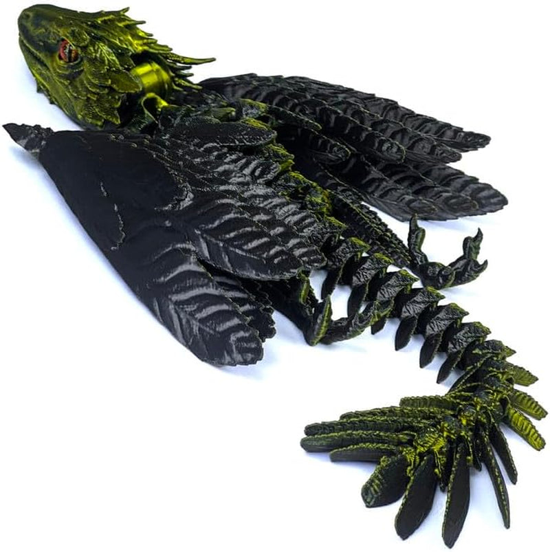 Feathered Wyvern Dragon,3D Printed Dragon, Articulated Dragon with Wings, 3D Printed Toys, Desktop Pet - Perfect for Fantasy Enthusiasts (Black)