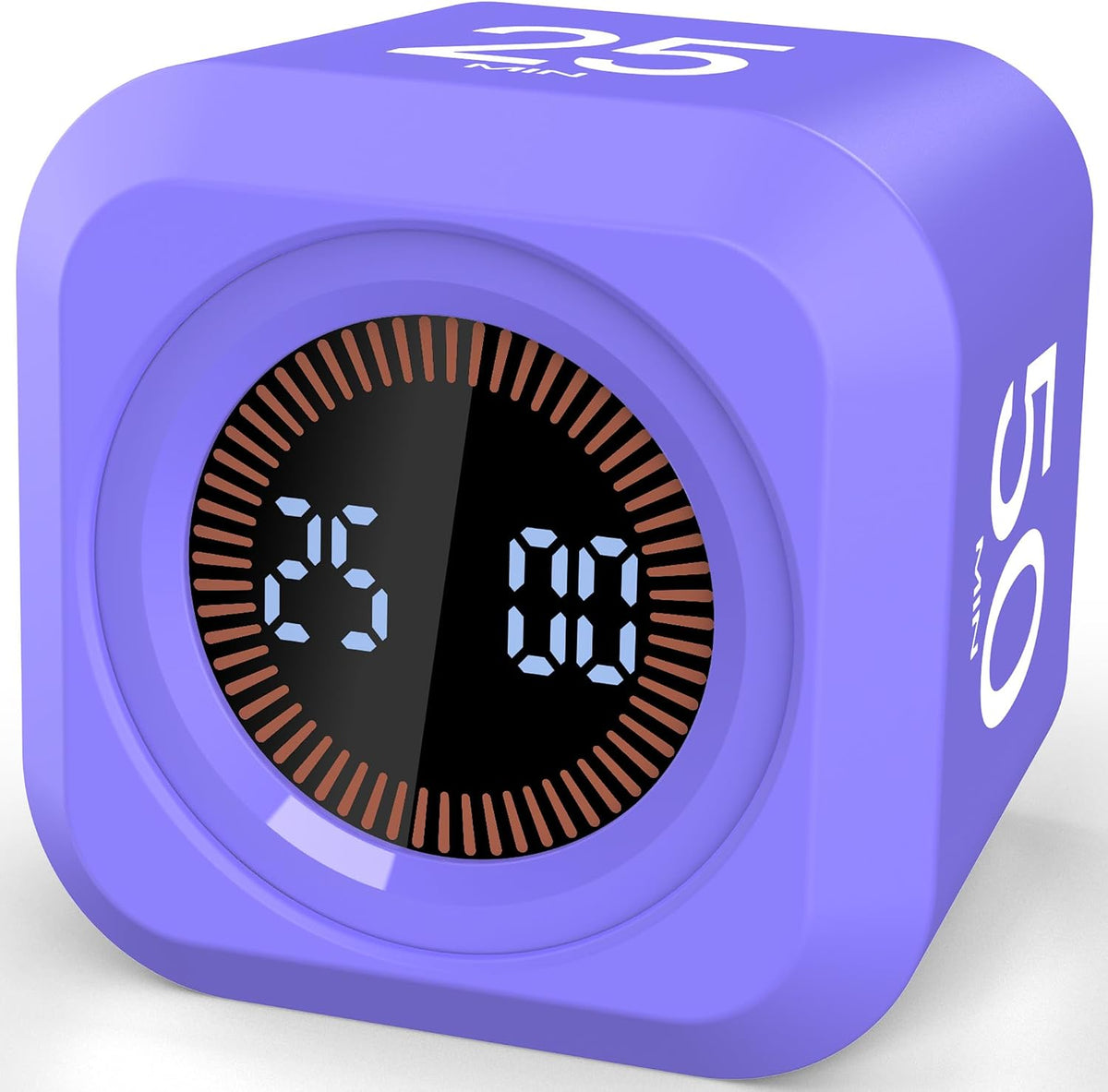 Digital Pomodoro Timer Cube 5/10/25/50Min Preset, Silent & Sound Alarm
