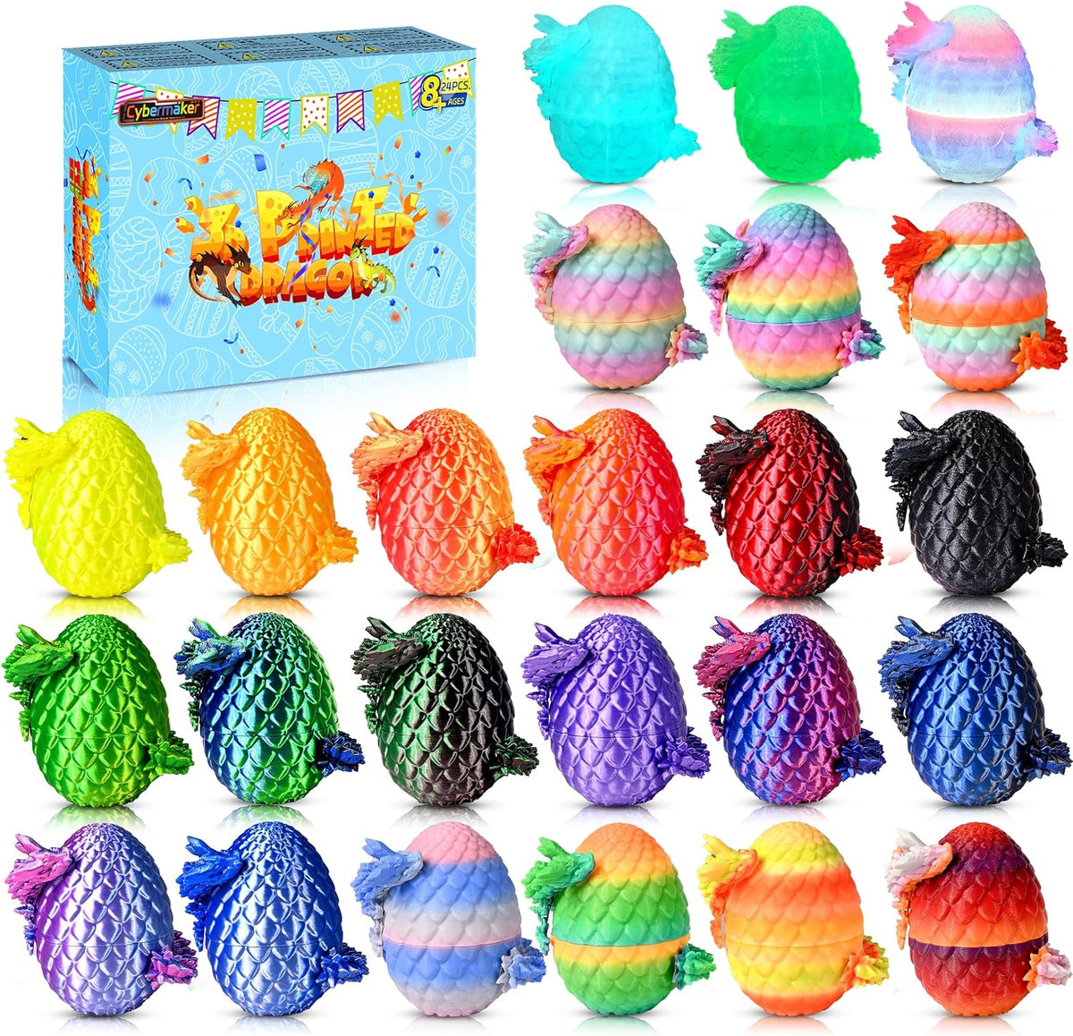 3D Printed Dragon Eggs, 8Pcs Articulated Fidget Toys