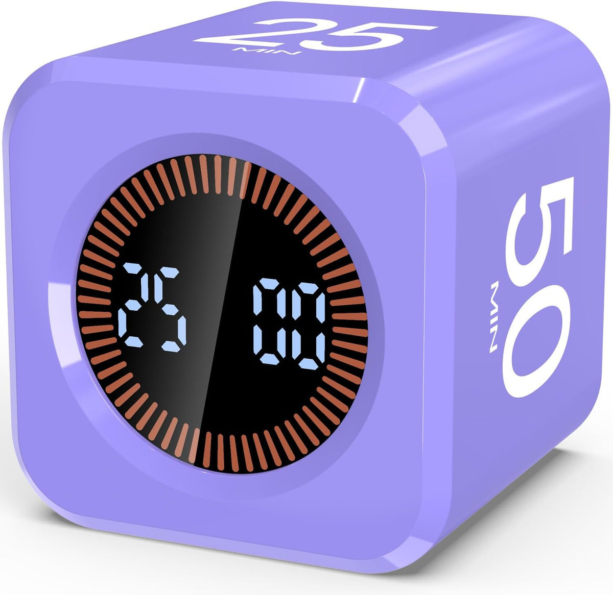 Digital Pomodoro Timer Cube 5/10/25/50Min Preset, Silent & Sound Alarm