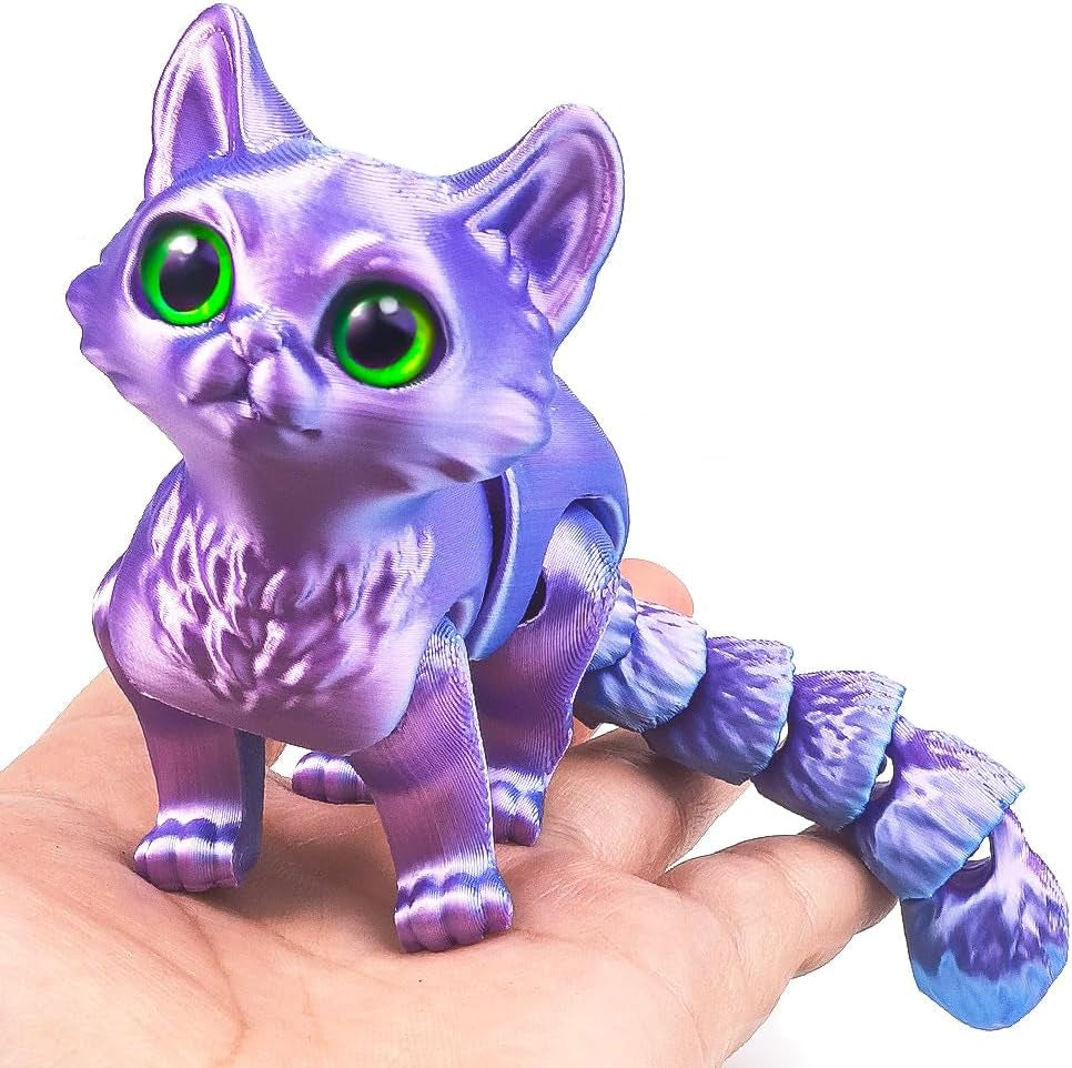 3D Printed Cat, 3D Printed Animals Toys, Stocking Stuffers for Kids (Black)