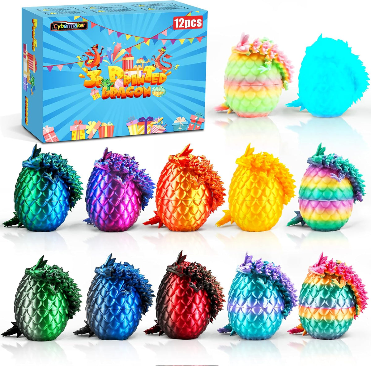 3D Printed Dragon Eggs, 8Pcs Articulated Fidget Toys