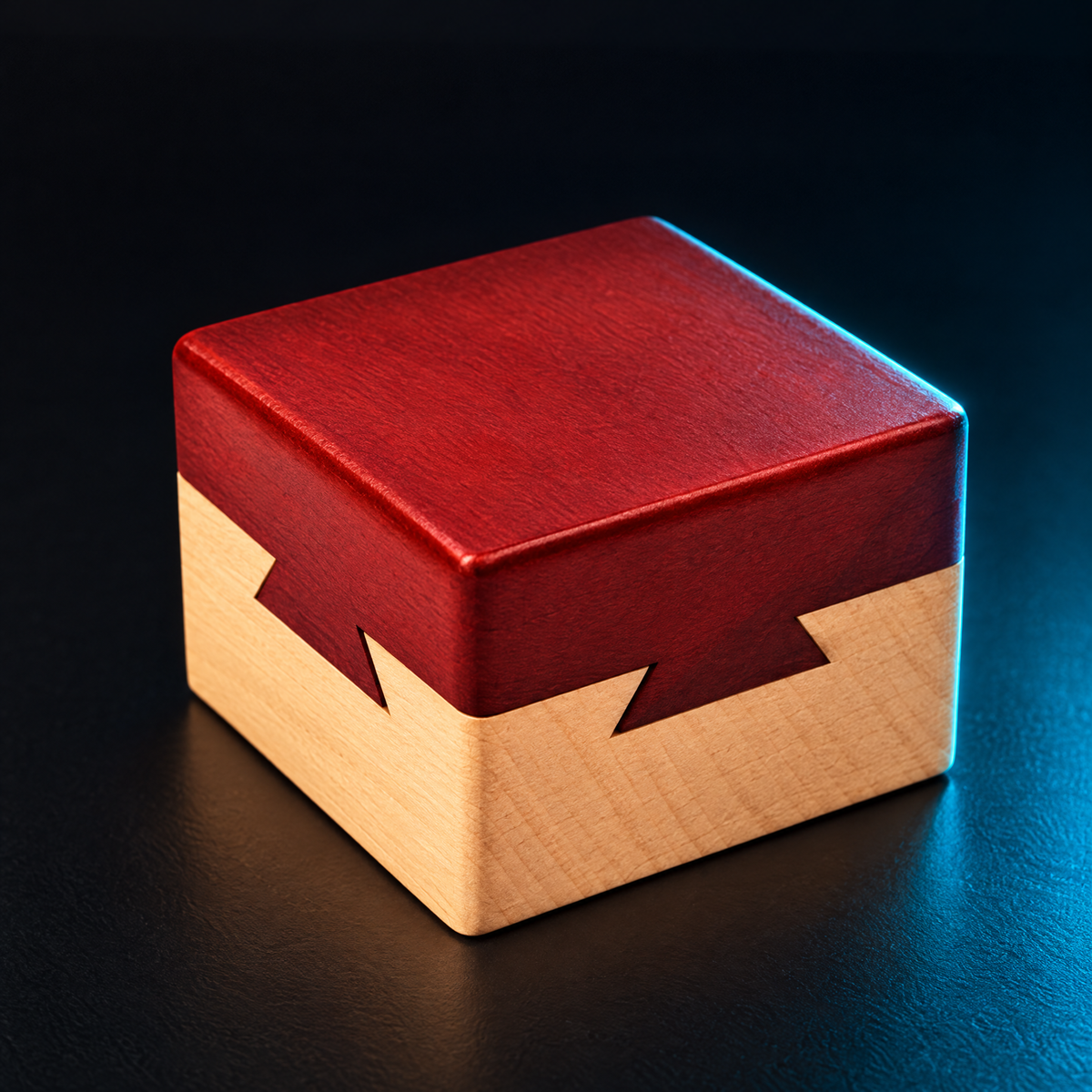 Impossible Dovetail Box wooden puzzle showing its dovetail joint