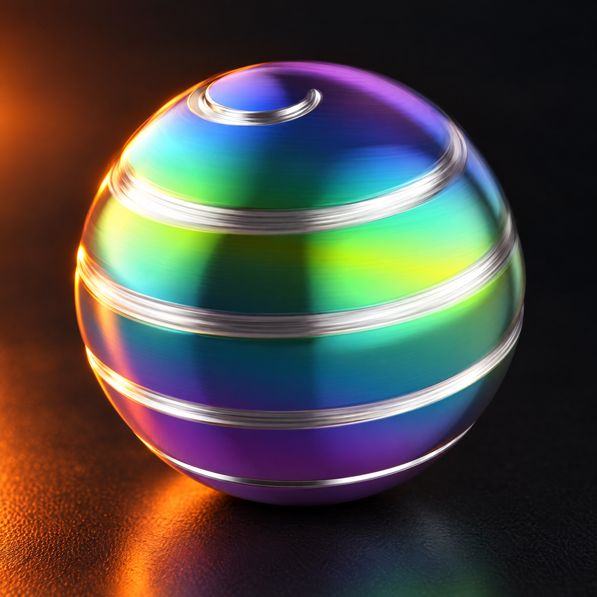 Rainbow-silver kinetic desk spinner ball